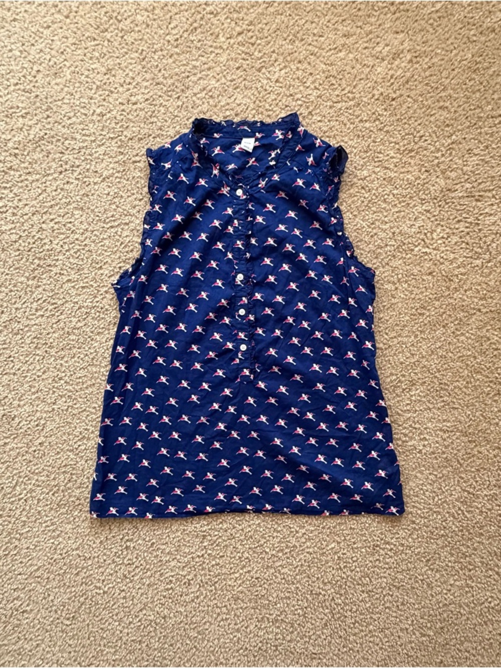 Old Navy Navy Button-Front Tank with Pink & White Bird Print new tag off